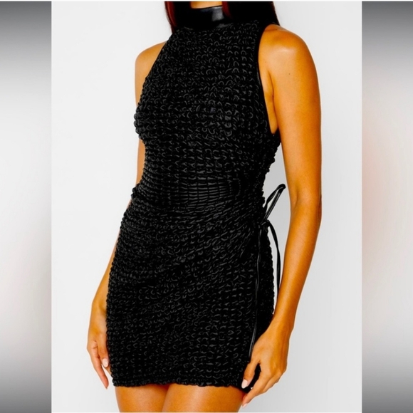 Maniere De Voir Vegan Leather Mini Dress - Picture 2 of 7